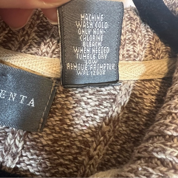 Oscar De La Renta Quarter Zip Brown Cotton Blend Men's Sweater Grandpacore Sz L - Picture 3 of 6